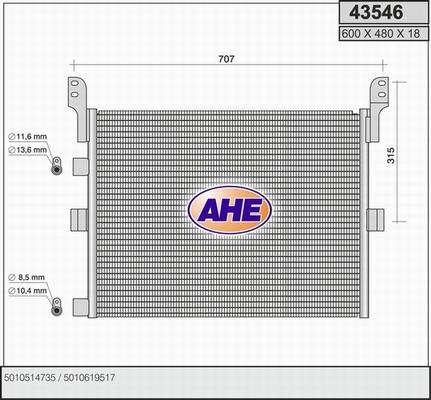 AHE 43546 - Конденсатор, кондиціонер autocars.com.ua