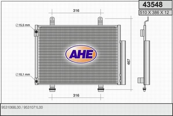 AHE 43548 - Конденсатор, кондиціонер autocars.com.ua