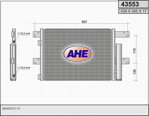AHE 43553 - Конденсатор, кондиціонер autocars.com.ua