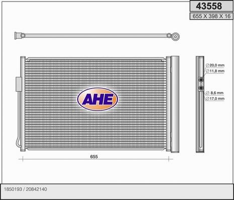 AHE 43558 - Конденсатор, кондиціонер autocars.com.ua
