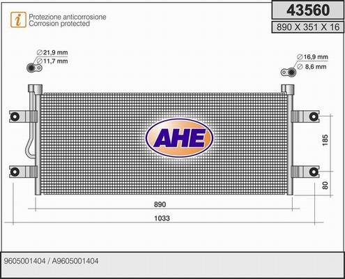 AHE 43560 - Конденсатор кондиционера autodnr.net