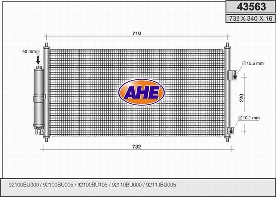 AHE 43563 - Конденсатор, кондиціонер autocars.com.ua