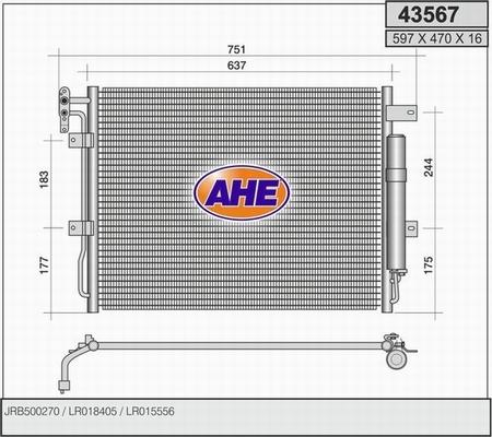 AHE 43567 - Конденсатор, кондиціонер autocars.com.ua