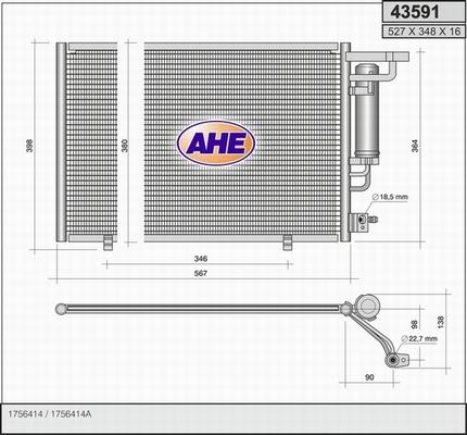 AHE 43591 - Конденсатор, кондиціонер autocars.com.ua