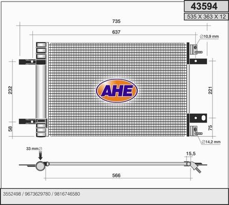 AHE 43594 - Конденсатор, кондиціонер autocars.com.ua