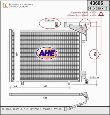 AHE 43606 - Конденсатор, кондиціонер autocars.com.ua