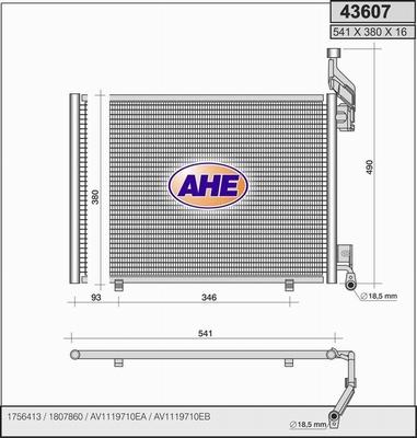 AHE 43607 - Конденсатор, кондиціонер autocars.com.ua