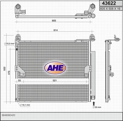 AHE 43622 - Конденсатор, кондиціонер autocars.com.ua