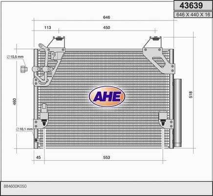 AHE 43639 - Конденсатор, кондиціонер autocars.com.ua