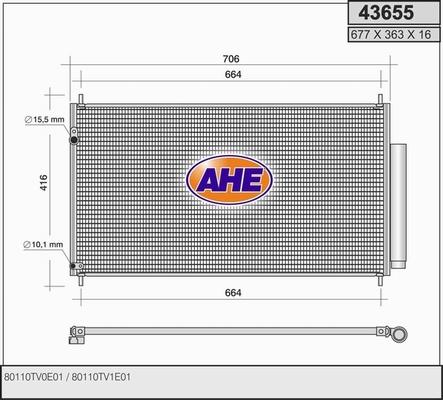 AHE 43655 - Конденсатор, кондиціонер autocars.com.ua