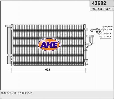 AHE 43682 - Конденсатор, кондиціонер autocars.com.ua