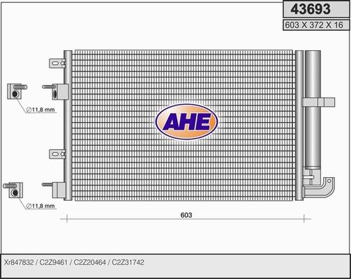 AHE 43693 - Конденсатор, кондиціонер autocars.com.ua