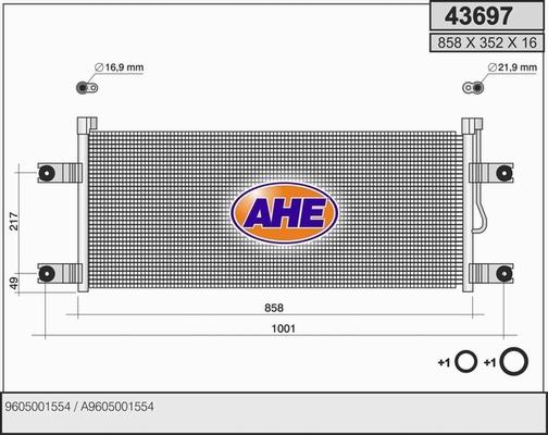 AHE 43697 - Конденсатор, кондиціонер autocars.com.ua