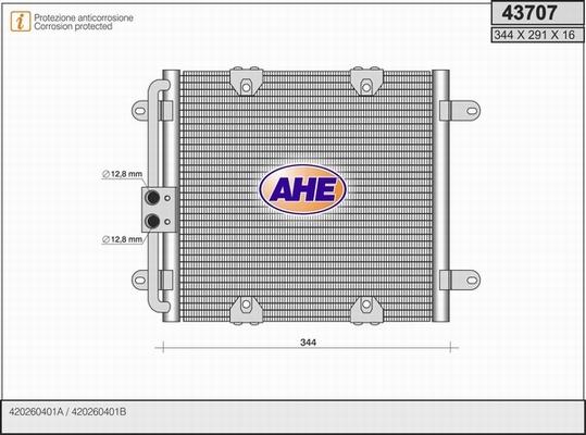 AHE 43707 - Конденсатор, кондиціонер autocars.com.ua