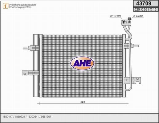 AHE 43709 - Конденсатор, кондиціонер autocars.com.ua