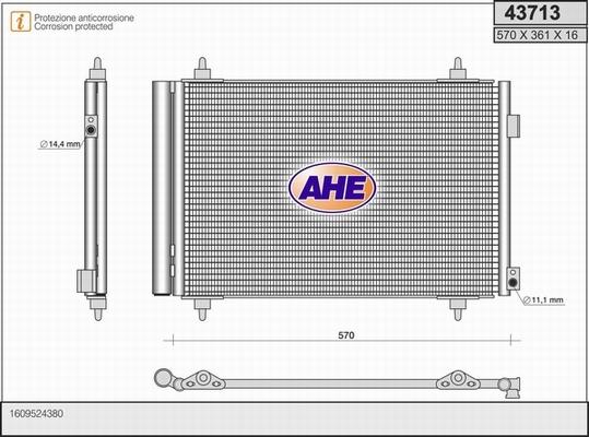 AHE 43713 - Конденсатор, кондиціонер autocars.com.ua