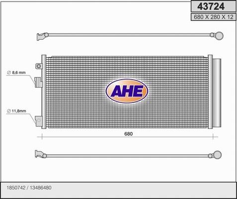 AHE 43724 - Конденсатор, кондиціонер autocars.com.ua