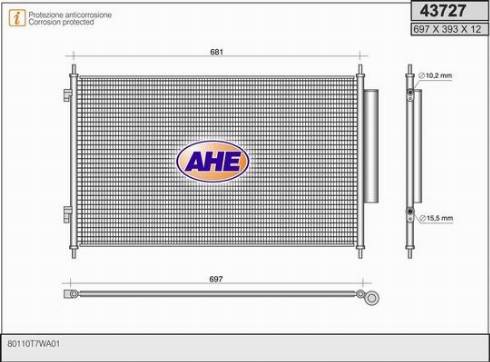 AHE 43727 - Конденсатор, кондиціонер autocars.com.ua