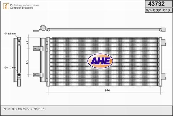 AHE 43732 - Конденсатор, кондиціонер autocars.com.ua