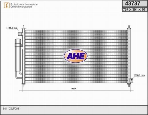 AHE 43737 - Конденсатор, кондиціонер autocars.com.ua