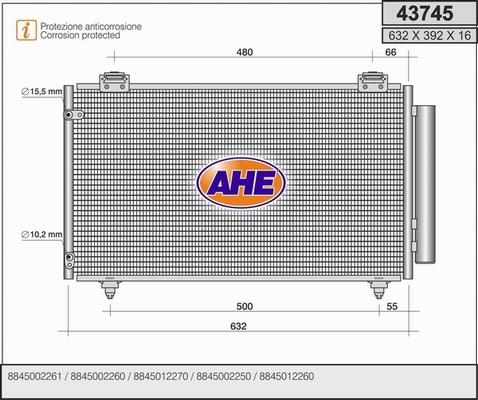 AHE 43745 - Конденсатор, кондиціонер autocars.com.ua