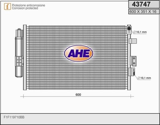 AHE 43747 - Конденсатор, кондиціонер autocars.com.ua