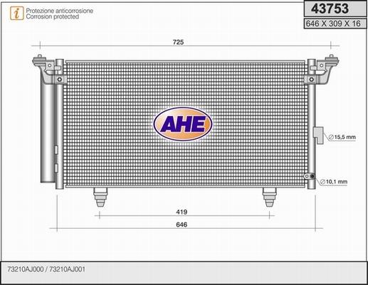 AHE 43753 - Конденсатор, кондиціонер autocars.com.ua