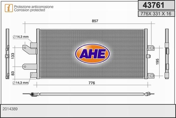 AHE 43761 - Конденсатор, кондиціонер autocars.com.ua