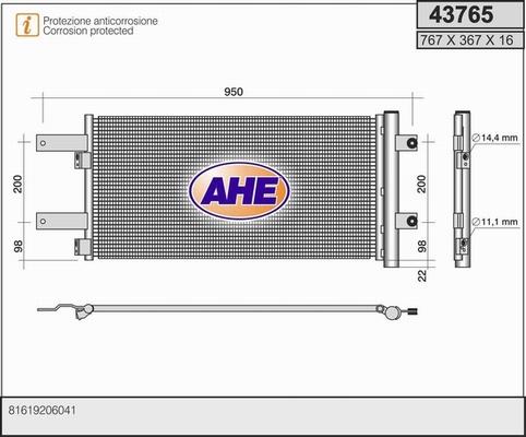 AHE 43765 - Конденсатор кондиционера autodnr.net