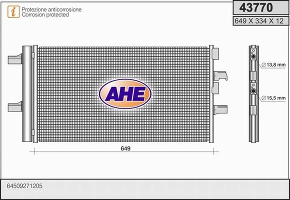 AHE 43770 - Конденсатор, кондиціонер autocars.com.ua
