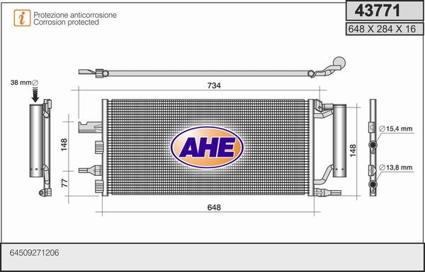 AHE 43771 - Конденсатор, кондиціонер autocars.com.ua