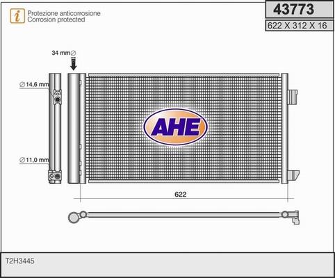 AHE 43773 - Конденсатор, кондиціонер autocars.com.ua