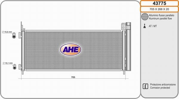 AHE 43775 - Конденсатор, кондиціонер autocars.com.ua