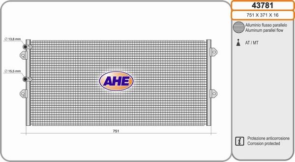 AHE 43781 - Конденсатор, кондиціонер autocars.com.ua