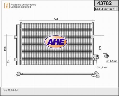 AHE 43782 - Конденсатор, кондиціонер autocars.com.ua