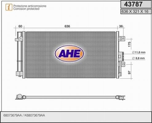 AHE 43787 - Конденсатор, кондиціонер autocars.com.ua