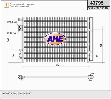 AHE 43795 - Конденсатор, кондиціонер autocars.com.ua