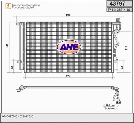 AHE 43797 - Конденсатор, кондиціонер autocars.com.ua