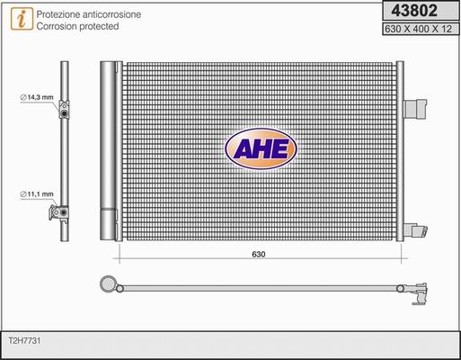 AHE 43802 - Конденсатор, кондиціонер autocars.com.ua