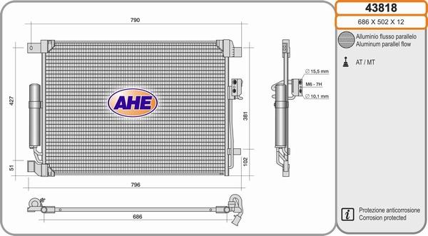 AHE 43818 - Конденсатор, кондиціонер autocars.com.ua