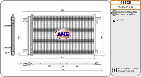 AHE 43820 - Конденсатор, кондиціонер autocars.com.ua