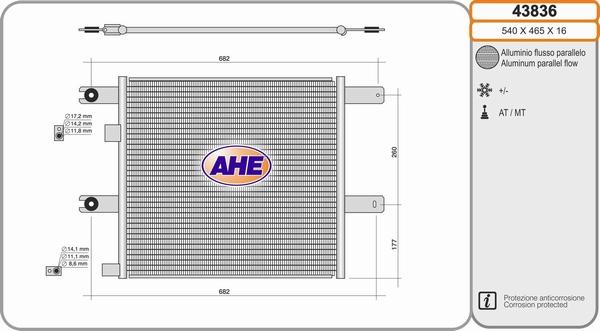 AHE 43836 - Конденсатор, кондиціонер autocars.com.ua