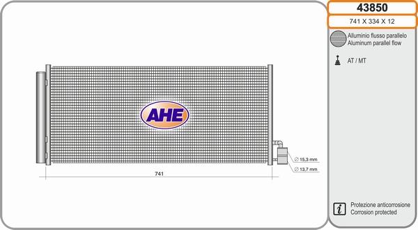 AHE 43850 - Конденсатор, кондиціонер autocars.com.ua