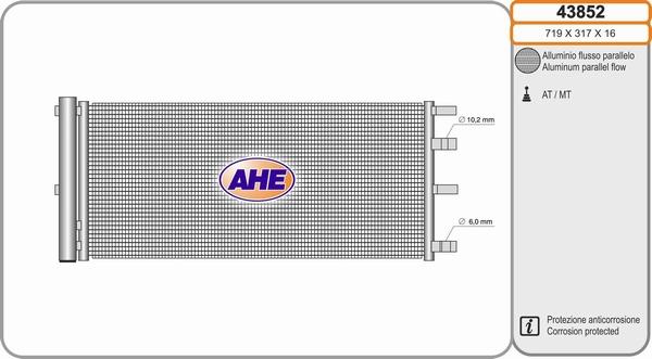 AHE 43852 - Конденсатор, кондиціонер autocars.com.ua