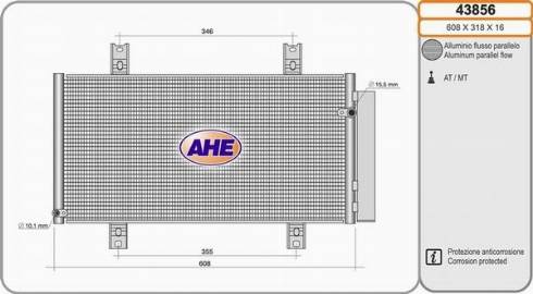 AHE 43856 - Конденсатор, кондиціонер autocars.com.ua