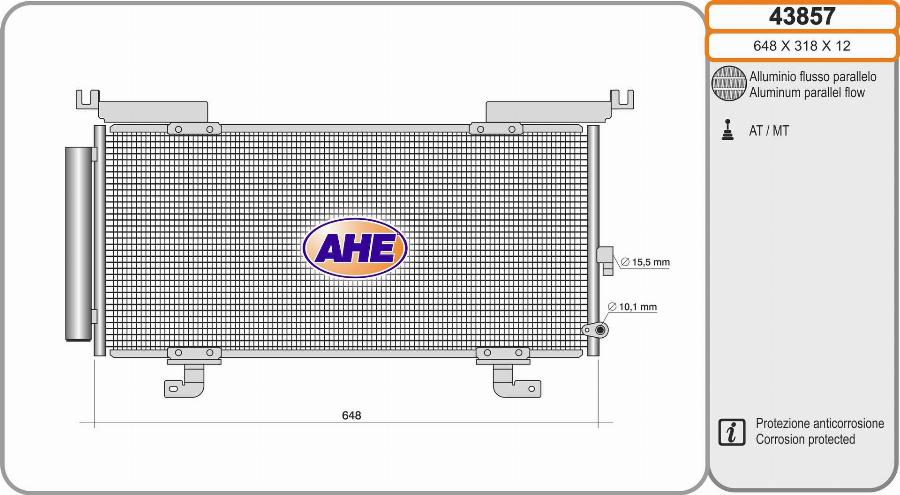 AHE 43857 - Конденсатор, кондиціонер autocars.com.ua