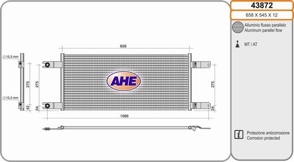 AHE 43872 - Конденсатор, кондиціонер autocars.com.ua