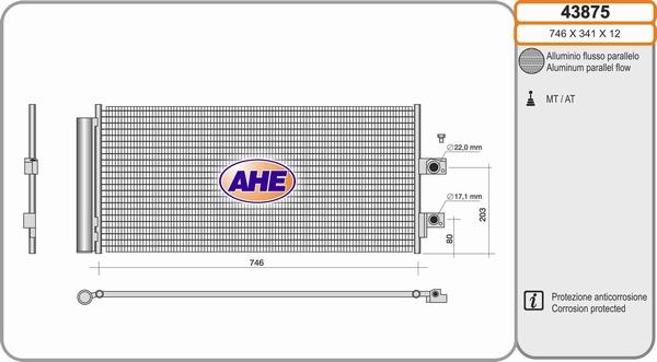 AHE 43875 - Конденсатор, кондиціонер autocars.com.ua