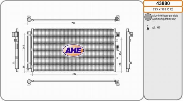 AHE 43880 - Конденсатор, кондиціонер autocars.com.ua