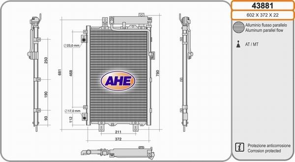 AHE 43881 - Конденсатор, кондиціонер autocars.com.ua